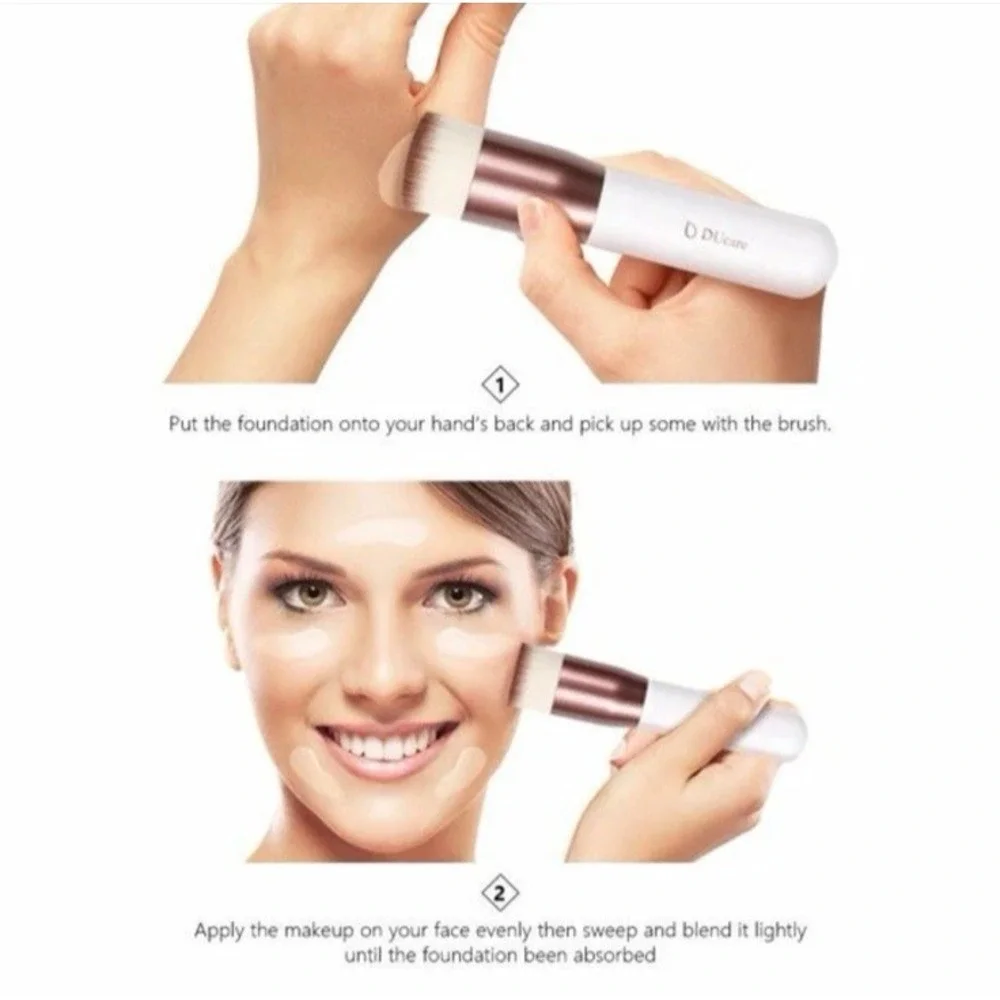 DUcare Flat Top Kabuki Foundation‎ Brush, Single Flat Foundation Brush